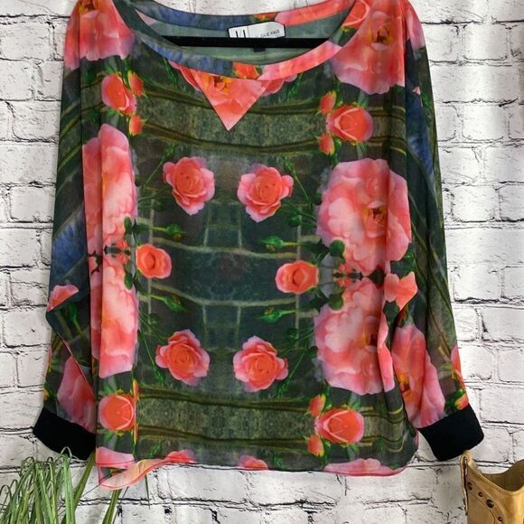 Anthropologie Floral Print Top Maytham Rose Dolman Blouse By Julie Haus, Size Sm - Picture 5 of 16